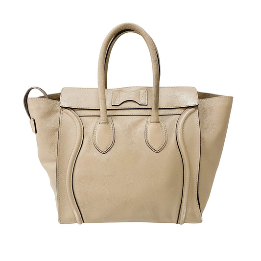 Mini Luggage Grey Leather Tote Bag