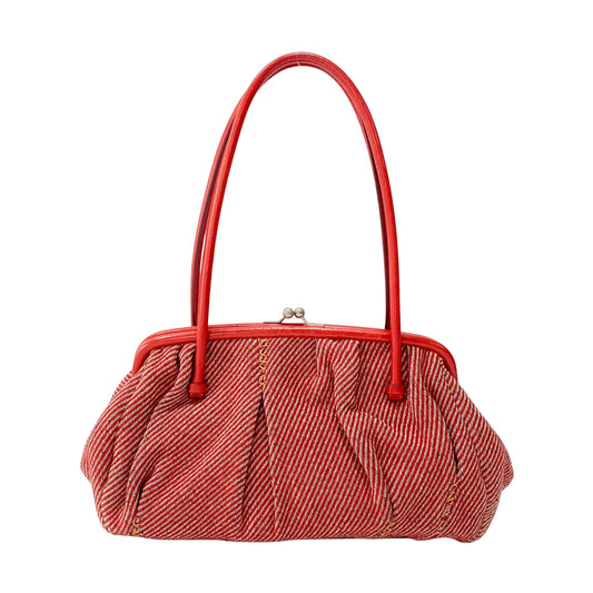 Red Striped Tweed Shoulder Bag