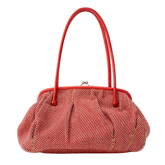 Red Striped Tweed Shoulder Bag