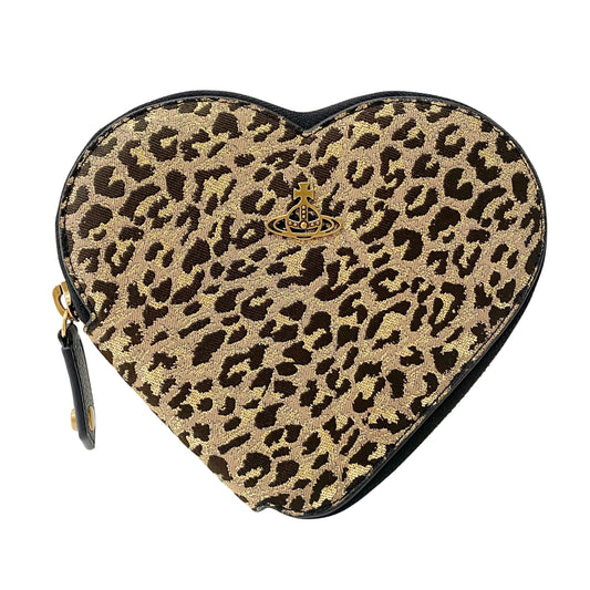 Heart-Shape Gold Leopard Print Canvas Bag
