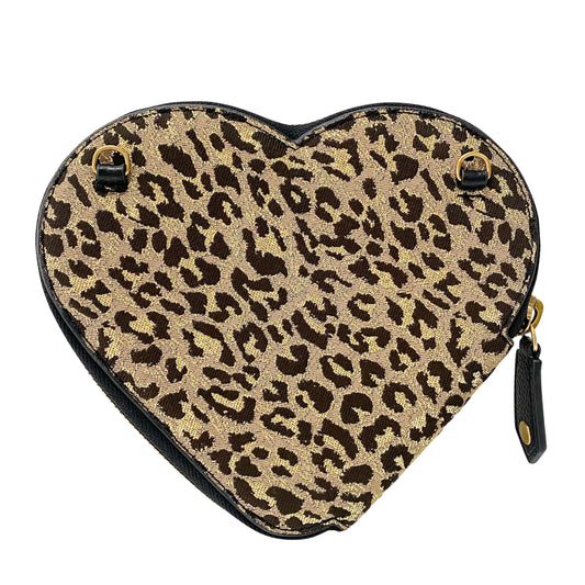 Heart-Shape Gold Leopard Print Canvas Bag
