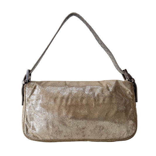 Baguette Gold Leather Shoulder Bag