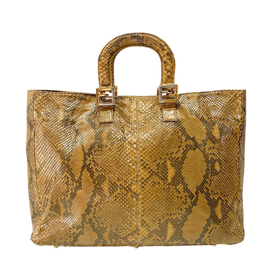 Gold Python Embossed Leather Handbag