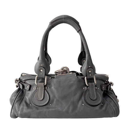 Paddington Grey Leather Shoulder Bag