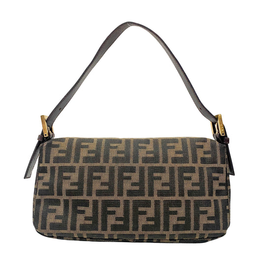 Zucca Baguette Brown Canvas Shoulder Bag