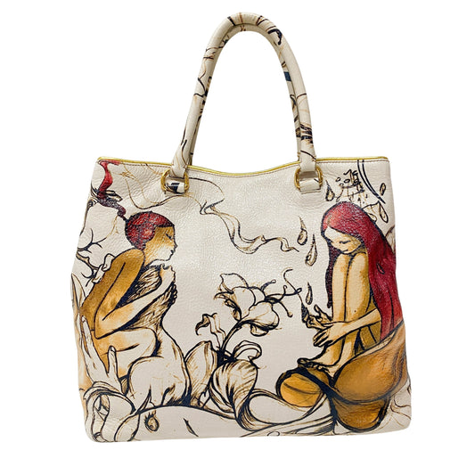 Fairy White Leather Tote Bag