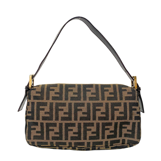 Zucca Baguette Brown Canvas Shoulder Bag