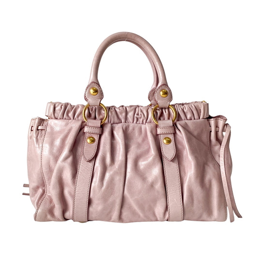 Vitello Pink Calfskin Leather Two Way Bag