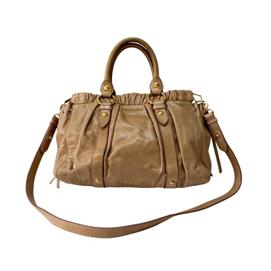 Vitello Brown Calfskin Leather Two Way Bag