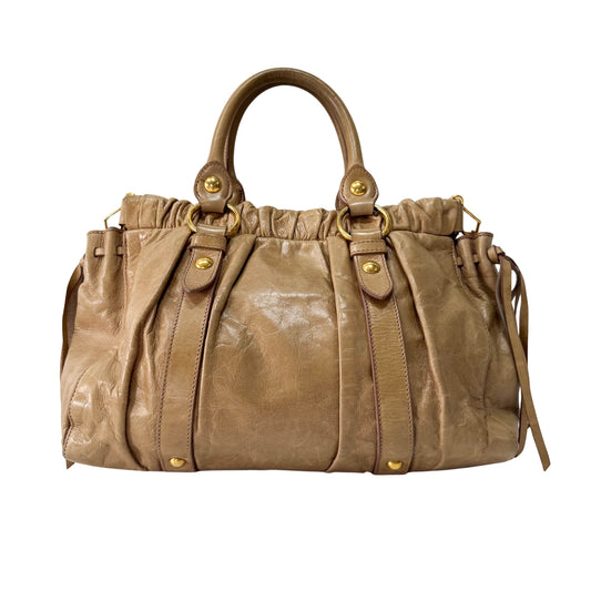 Vitello Brown Calfskin Leather Two Way Bag
