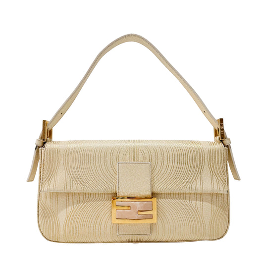 Baguette Beige Leather Shoulder Bag