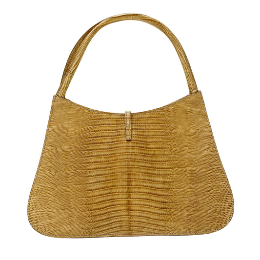 Yellow Embossed Lizard Leather Bag