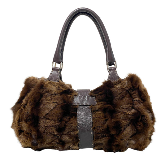 Selleria Brown Fur Top Handle Bag