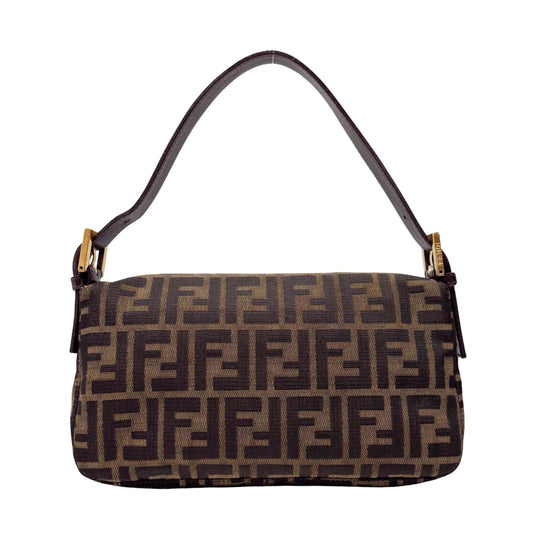 Zucca Baguette Brown Coated Canvas Shoulder Bag