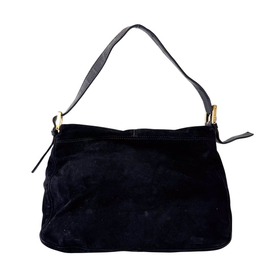 Mamma Baguette Black Suede Shoulder Bag