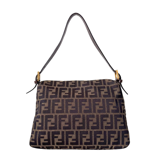 Mamma Baguette Brown Zucca Canvas Shoulder Bag