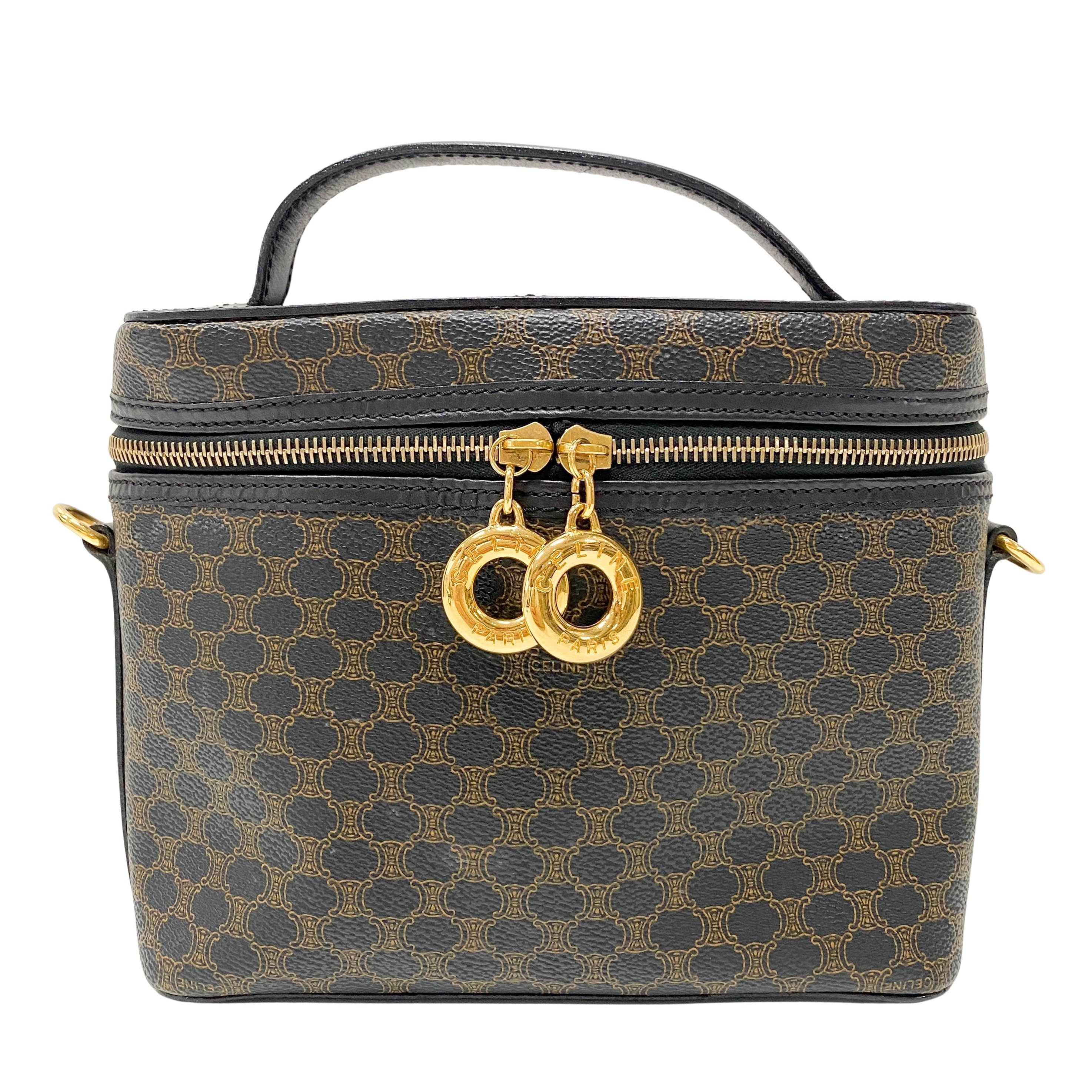バッグ CELINE Macadam Vanity Pouch Bag tagged CELINE Macadam Makeup pouch Cosmetics Pouch Hand Bag Vanity