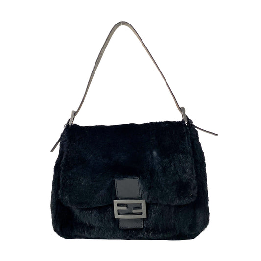 Mamma Baguette Black Fur Shoulder Bag