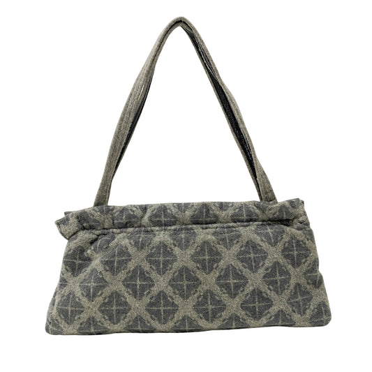 Grey Cross Pattern Wool Shoulder Bag