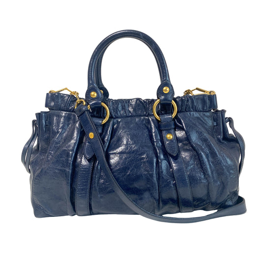 Vitello Navy Leather Shoulder Bag