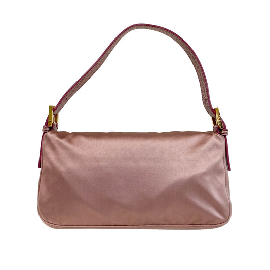 Baguette Pink Satin Shoulder Bag