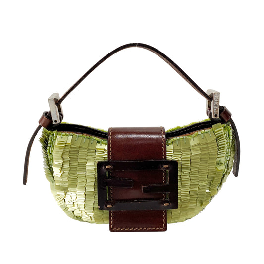Croissant Mini Green Sequin Handbag