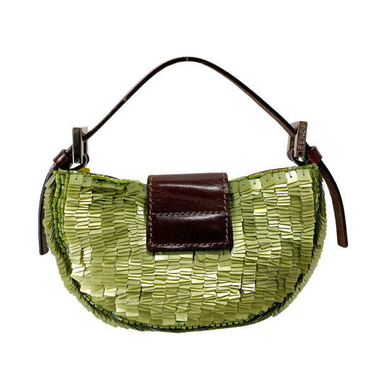Croissant Mini Green Sequin Handbag