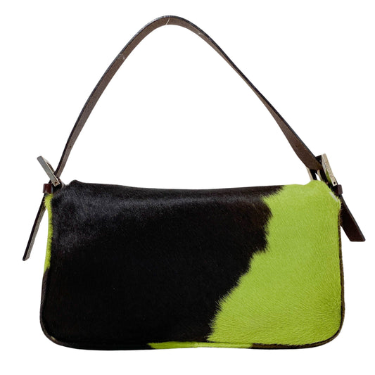 Baguette Green Pony Hair Shoulder Bag