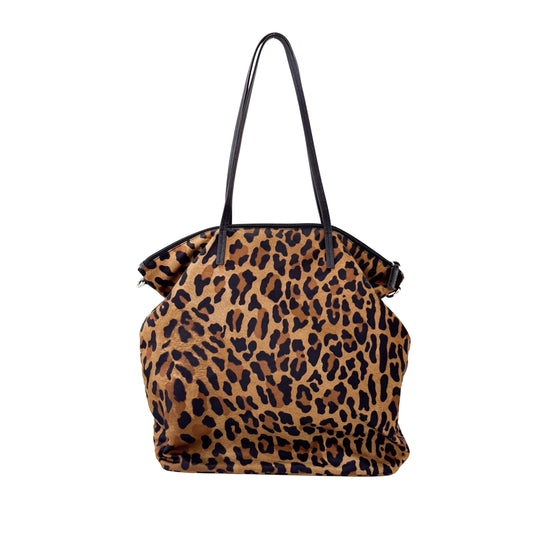 Nylon Leopard Print Tote