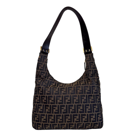Zucca Brown Canvas Hobo Shoulder Bag