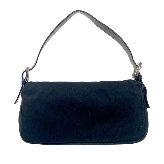 Baguette Black Neoprene Shoulder Bag