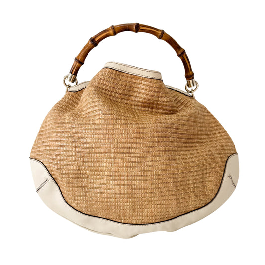 Bamboo Peggy Raffia Hobo Bag