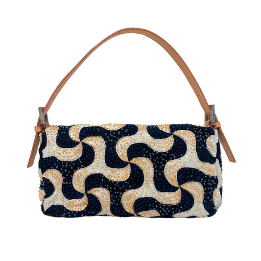 Baguette Beads White Orange Blue Shoulder Bag