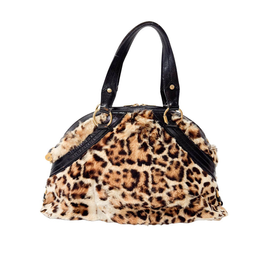 Muse Leopard Print Fur Handbag