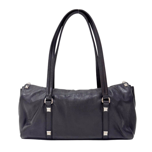 Vitello Black Calfskin Leather Shoulder Bag