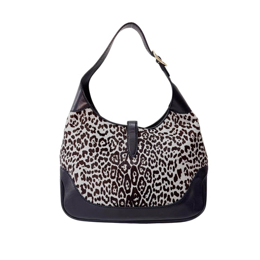 Jackie 1961 Blue Leopard Bony Hair Shoulder Bag