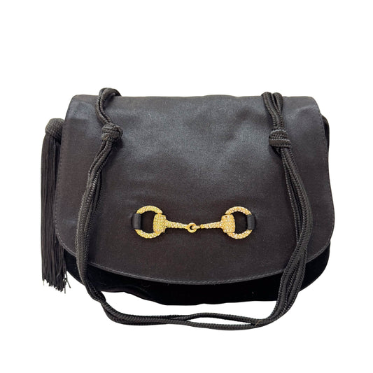 Horsebit Bijoux in Black Satin and Velvet Bag