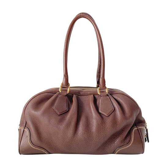 Brown Leather Boston Bag
