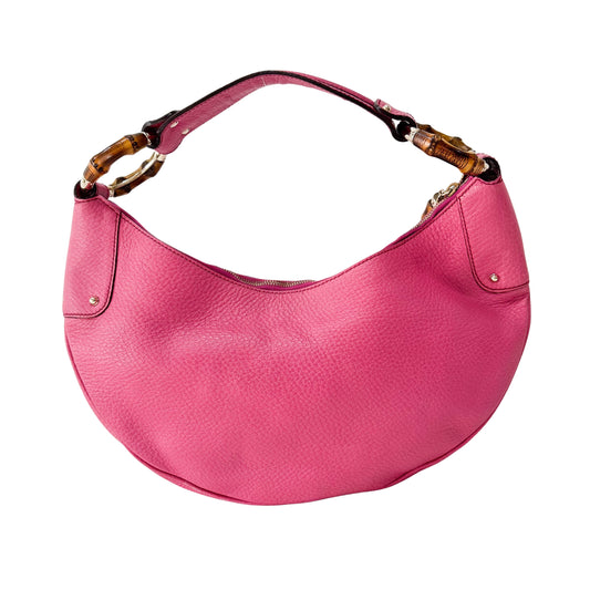 Bamboo Pink Leather Hobo Bag