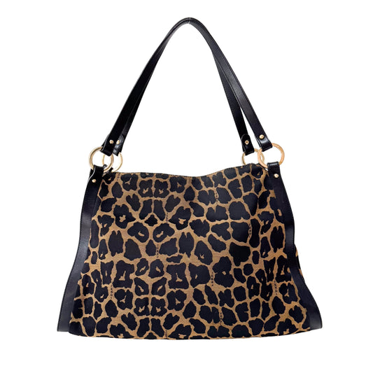 Leopard Print Canvas Shoulder Bag
