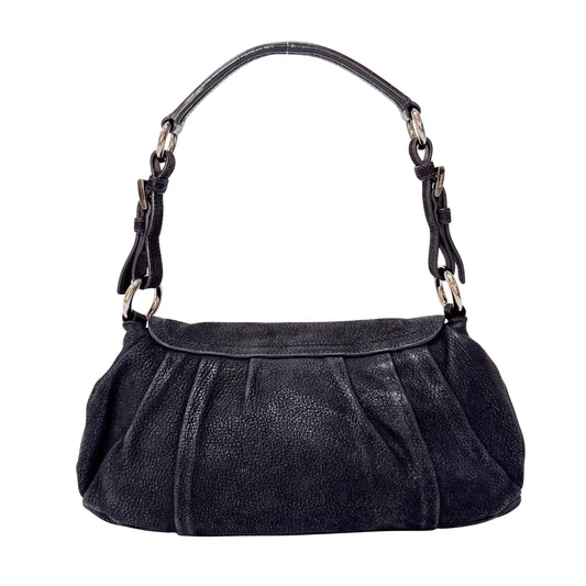 Vintage Black Leather Shoulder Bag