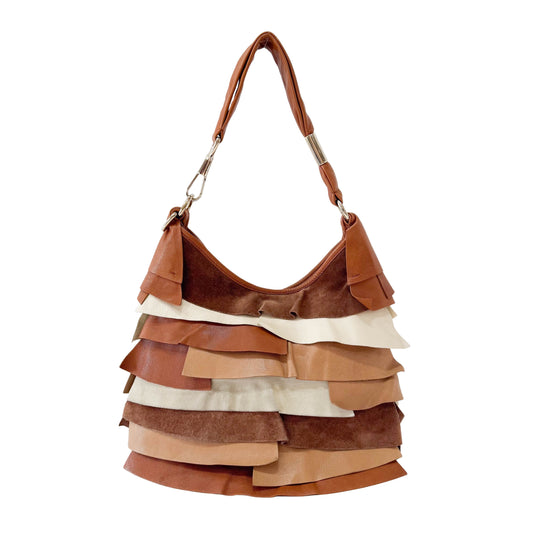 Vintage Brown Mix Leather Shoulder Bag