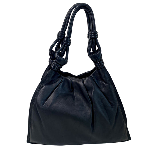Black Nappa Leather Hobo Shoulder Bag