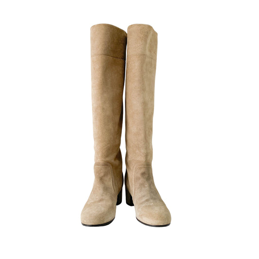 Size 39 Beige Suede Tall Boots