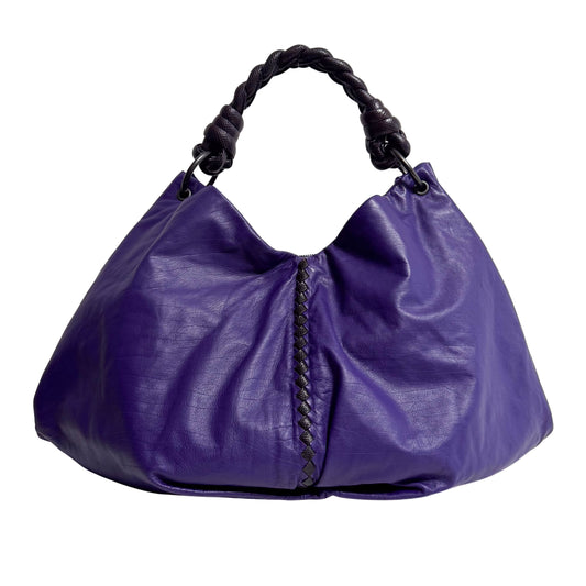 Hobo Shoulder Bag Aubergine Leather