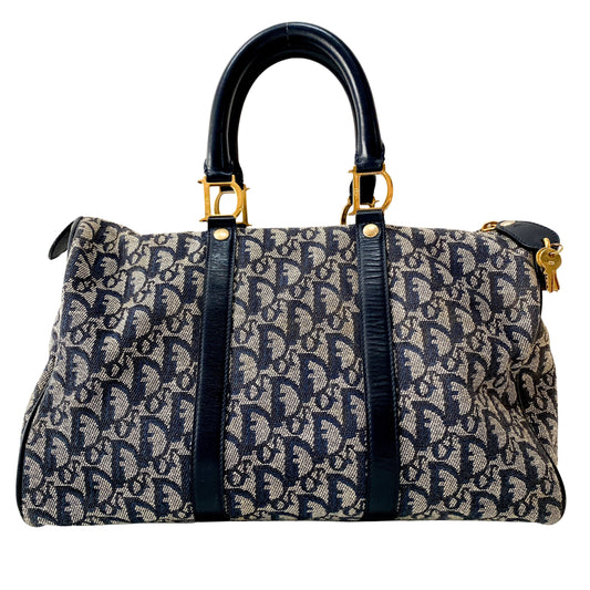 Boston Trotter Navy Canvas Handbag