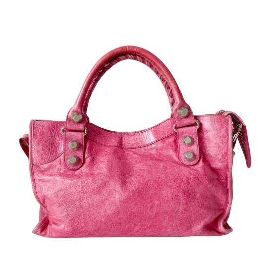 Giant 21 Hardware Pink Leather Two Way Bag