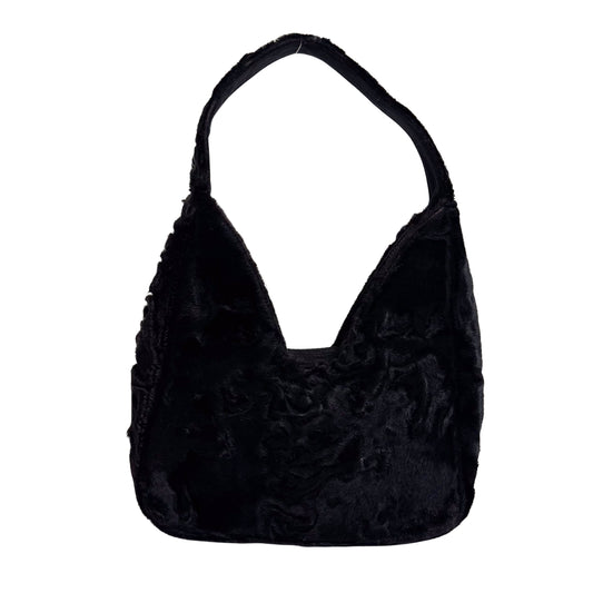 Black Fur Handle Bag