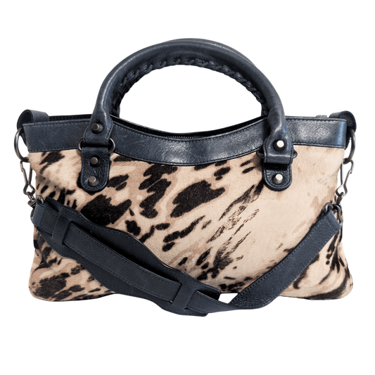 BALENCIAGA City The First Leopard Pony Hair with Navy Leather Handbag, in , Sold by HIVE PRELOVED - Handle Bags, Shoulder Bag