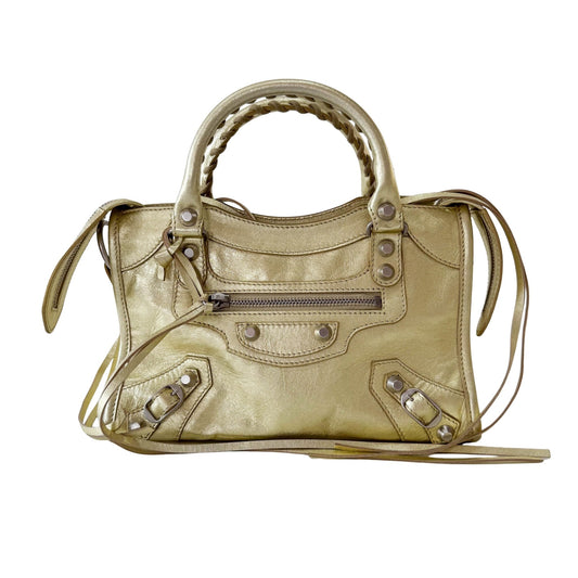 BALENCIAGA The Ciry Metalic Gold Leather Shoulder Bag, in , Sold by HIVE PRELOVED - Handle Bags, Shoulder Bags,
